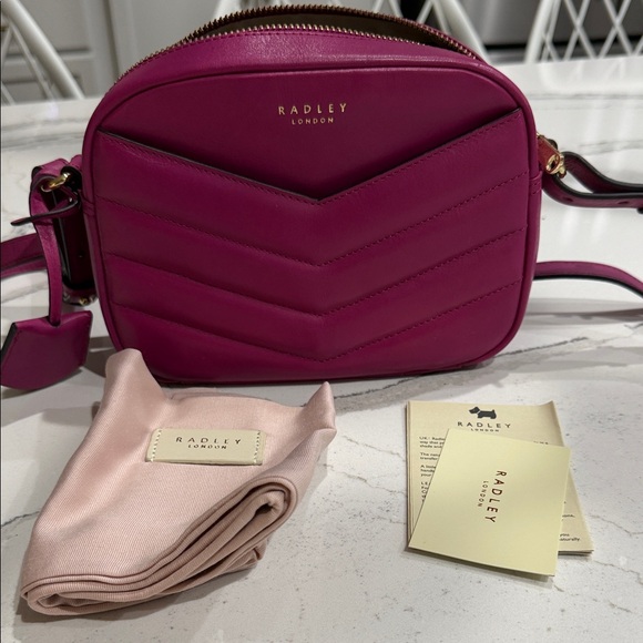 Radley London Gordon Road Quilted Leather Mini Zip Top Crossbody Pink - Picture 2 of 7